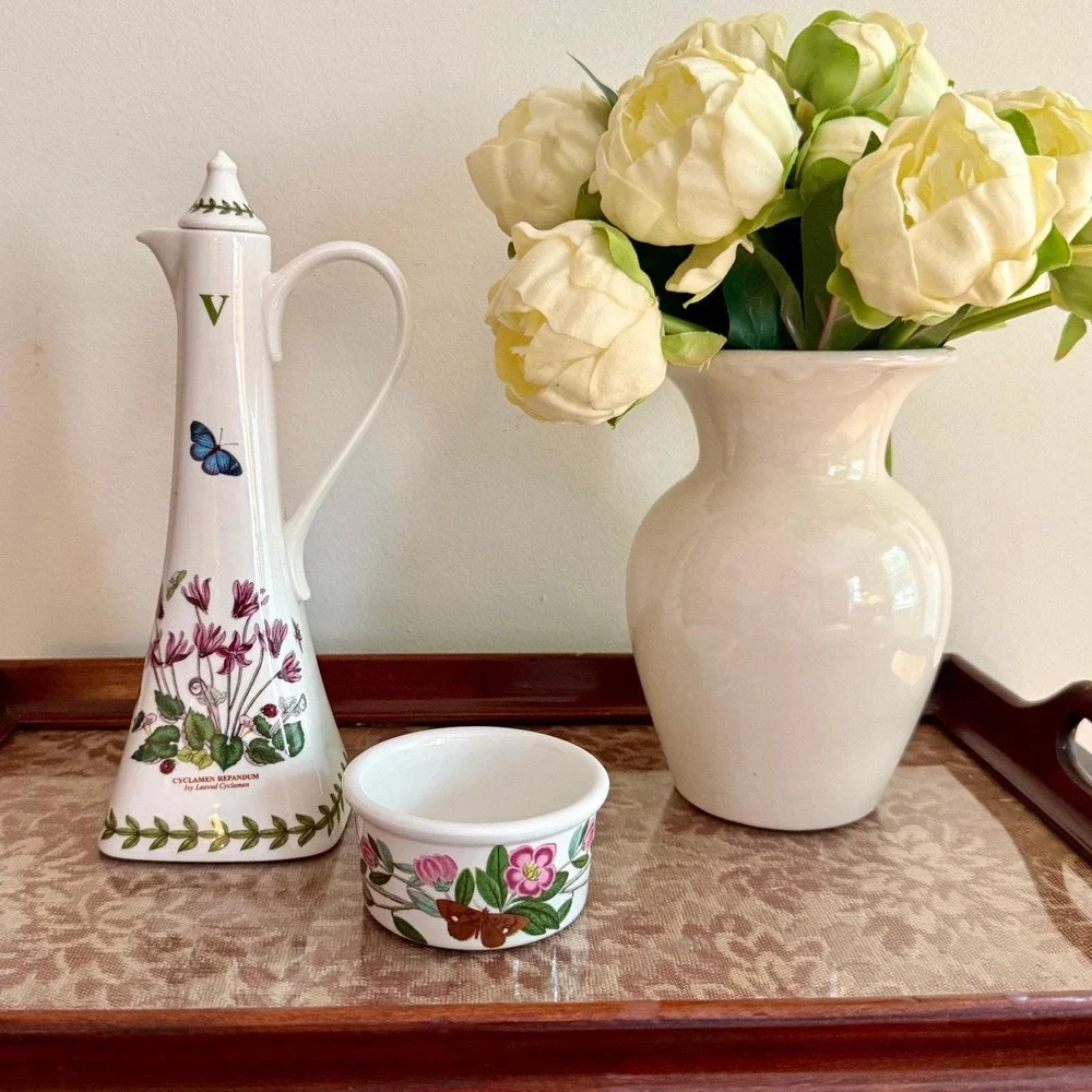 Vintage Portmeirion Botanic Garden Vinegar Cruet & Ramekin – Made in England
